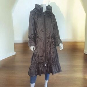 Entrata Suzanne Women's Brown Designer Long Coat Puffer Jacket coat style dress